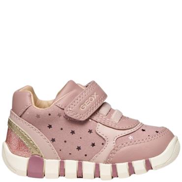 GEOX GIRLS B IUPIDOO STRAP ELASTIC LACES - ROSE METALLIC
